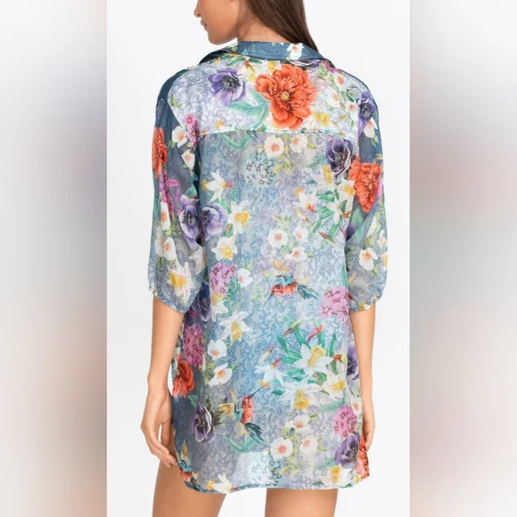 Johnny Was Paria Dress Shirt-Medium-Floral Multicolor - Picture 3 of 8